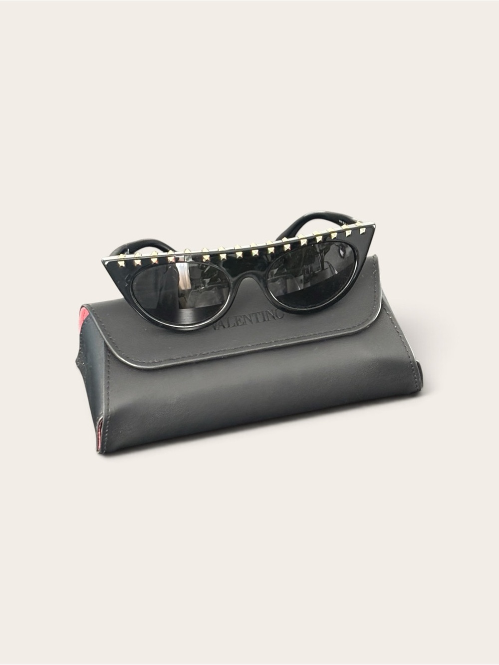 Valentino Black Cat-Eye Sunglasses with Gold Studs - Picture 1 of 1